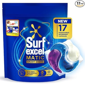 Surf Excel Matic Smart Shots pack of 17 dissolvable detergent capsules